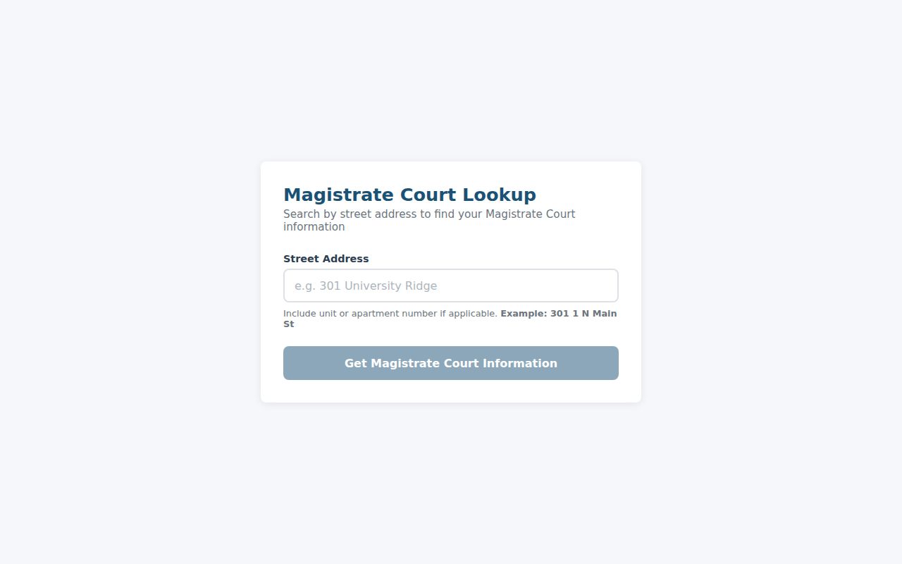 Greenville County warrant records magistrate court address locator