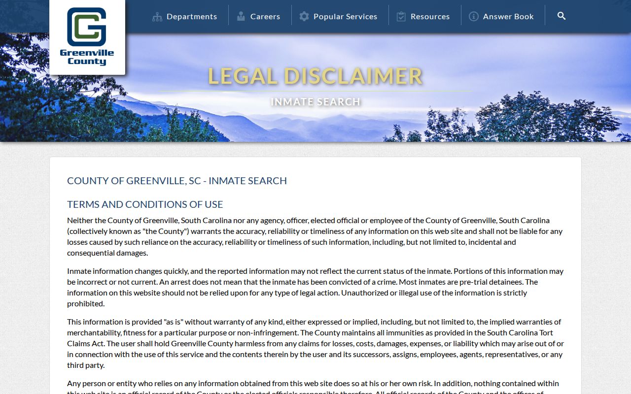 Greenville County outstanding warrant and detention search notice