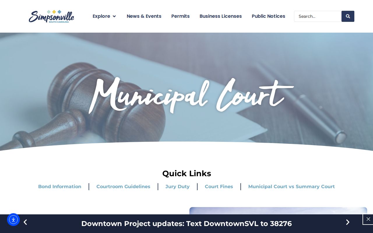 Simpsonville Municipal Court warrant contact and payment information